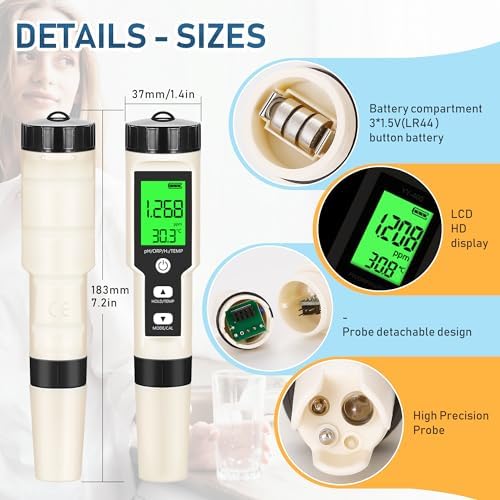 Hydrogen Water Tester 4 in 1 PH, pH Meter ORP Meter Hydrogen Tester - Image 7