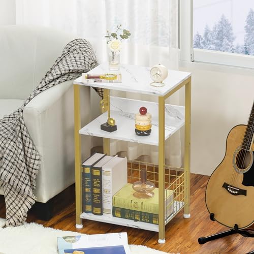 LELELINKY Side Table, 3 Tier Industrial Wooden Record Player Stand - Image 2
