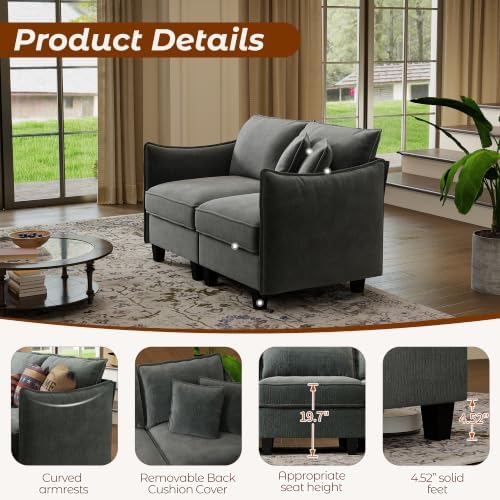 WorthFurni 56.13" Loveseat, Modular Sectional Sofa Couches - Image 5