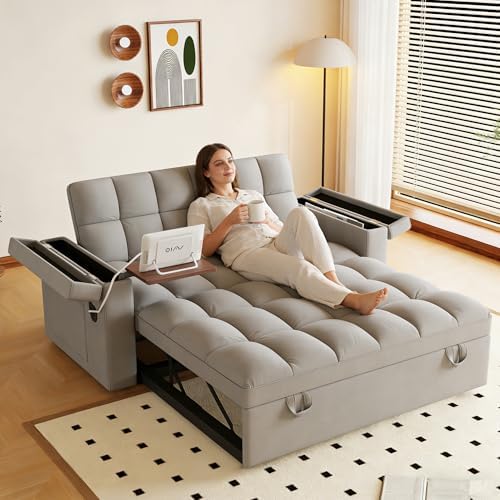 3 in 1 Convertible Sleeper Sofa, 65in Sleeper Couch - Image 4