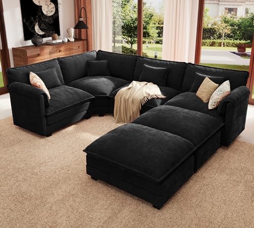 ELUCHANG 114" Oversized V Shaped Modular Sectional Sofa, Comfy Cloud Couch by ELUCHANG
