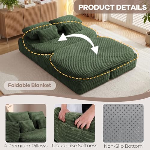 75'' Folding Sleeper Sofa Bed, Memory Foam Boneless Couch - Image 6