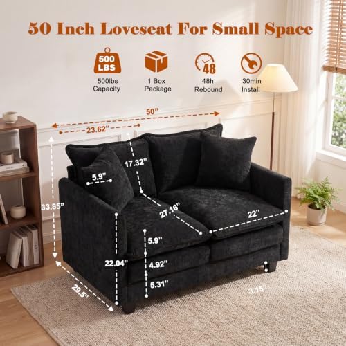 50'' Loveseat Sofa Set, Small Couch Set 2 Piece Cloud Love Seat - Image 2