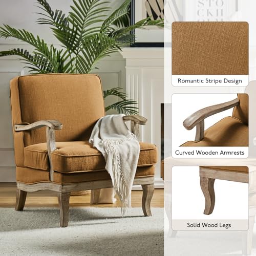 HULALA HOME Accent Chair with Solid Wood Legs and Arms - Image 3