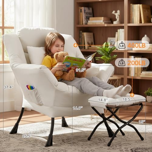 Lazy Chair with Ottoman, Comfy Reading Chair - Image 3