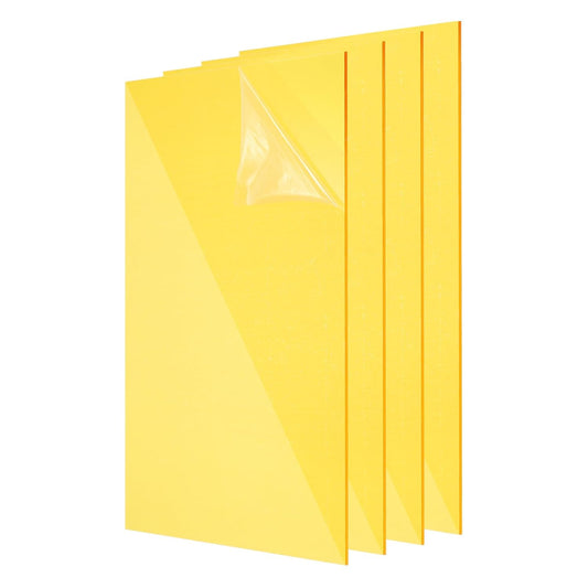 uxcell 4Pcs Acrylic Sheets 12x8 Inch Acrylic Panel 1/8 Inch-3mm Plastic Board for Picture Frames Sign Holders DIY Display Projects Craft, Clear Yellow