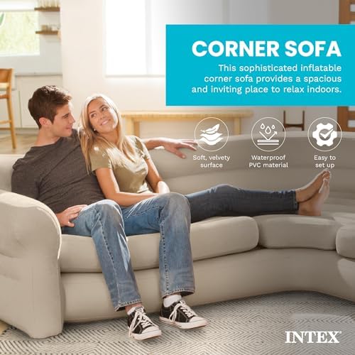 Intex Inflatable Corner Sofa, L-Shaped Couch Family Lounge - Image 2