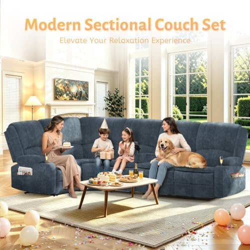 Upgraded 5 Seater Reclining Sofa Set, Living Room Couch - Image 3