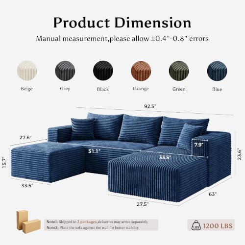 92.5" U Shaped Boneless Couches - Image 2