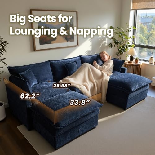 108'' U Shaped Cloud Couch, 3-Seater Sofa - Image 5