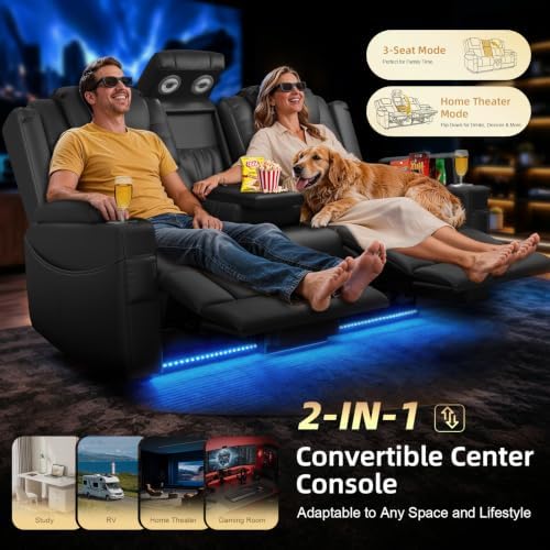 Power Loveseat Recliner Sofa, Home Theater Seating - Image 7