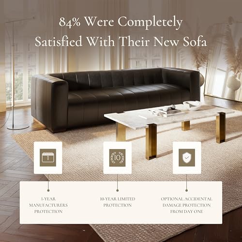 Poly & Bark Canale 86" Sofa – Onyx Black Italian Leather, Channel-Tufted - Image 7