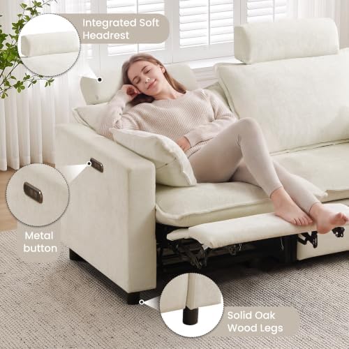 GUEAPY Power Reclining Sofa Loveseat Cloud Couch-Oversized Cream Reclining - Image 3