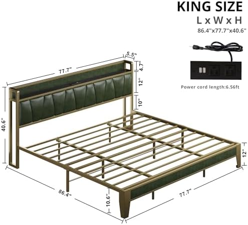 LIKIMIO King Bed Frame with Storage Headboard & Charging Station - Image 2