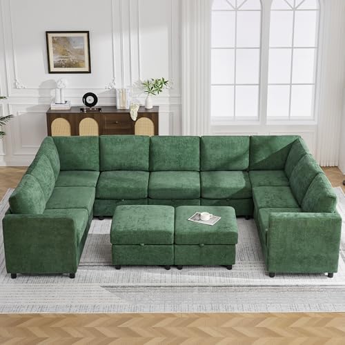127'' Oversized U Shaped Modular Sofa, Sectional Couches by WUTUTUEE