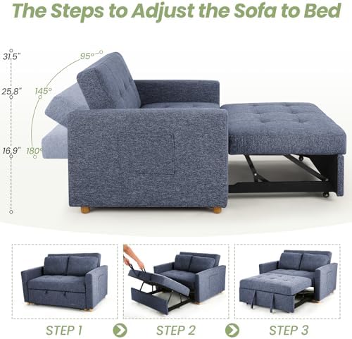 SEJOV Loveseat Sleeper, 3-in-1 Convertible Sofa Bed Pull Out - Image 5