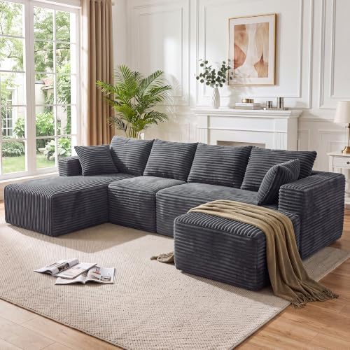 118" U Shaped Boneless Couches for Living Room, Modular Sectional Sofa by TEKIROSE