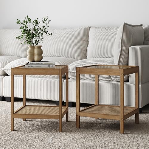 Nathan James Hayes Solid Wood Nightstand, End or Side Table in Light Brown Wood by Unknown