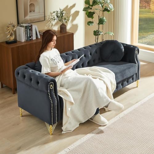 60.5" Velvet Chesterfield Loveseat Sofa - Image 6