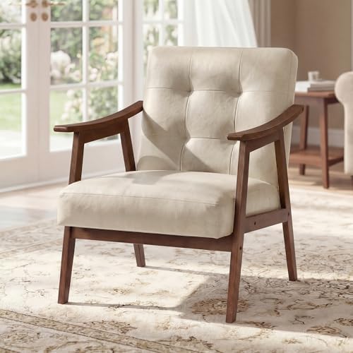 VASAGLE Accent Chair, PU Leather Armchair, Button Tufted, Thick Cushion by VASAGLEbySONGMICSHOME
