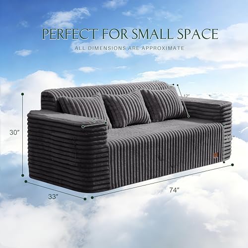 ZurNesfure Sofa Couch 3-Seater Boneless Sofa - Image 2