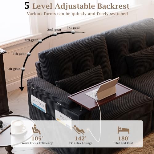 73'' Sleeper Sofa Bed Queen, Corduroy Pull Out Couch - Image 4