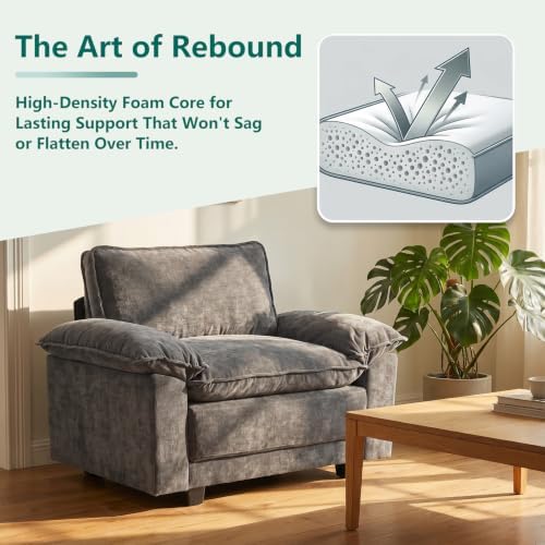 Modern Cloud Single Sofa, Comfy Chenille Couch - Image 4