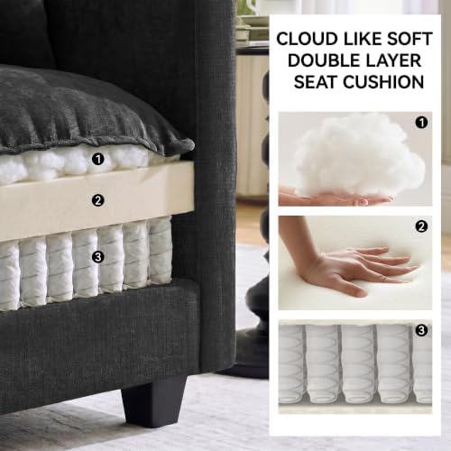 Cloud 3 Pieces Sofa Set, 2+2 Seater Couch+1 Ottoman, Modern Sofas Sets - Image 3