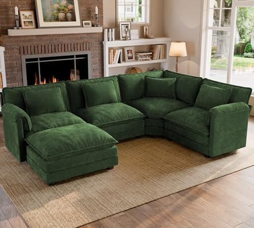 ELUCHANG 114" Oversized Modular Sectional Sofa, Comfy Chenille Cloud Couch by ELUCHANG