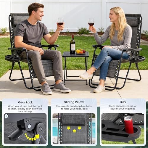 Zero Gravity Chair Set of 4 Oversized Folding Recliner, Padded Anti Gravity - Image 4