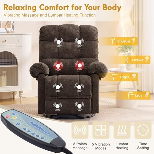 Korser 360° Swivel Rocker Recliner Chair, Rocking Chair Nursery - Image 5