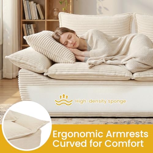 56" Boneless Loveseat, 2-Seater Beige Boneless Sofa - Image 4