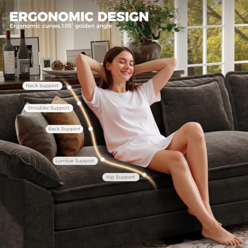 CDCASA 86" Modular Sectional Sofa, Comfy L-Shaped Cloud Couch, 2-Seater - Image 4
