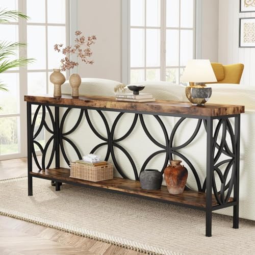 LITTLE TREE Sofa Table, 70.9 Inch Industrial Behind Couch Table - Image 4