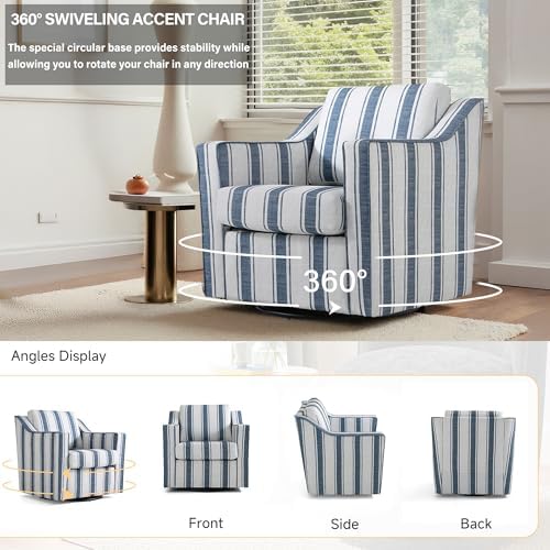 Swivel Accent Chair Set of 2, Stripe Armchair in Fabric - Image 5