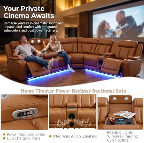 Leather Power Reclining Sectional Sofa Set - Image 3