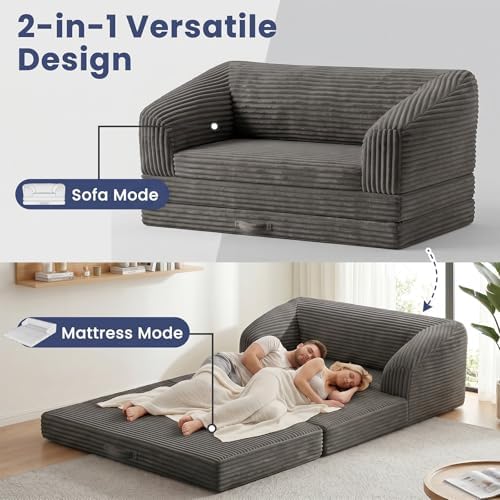Loveseat 51 inch, 2-in-1 Convertible Tri-Folding Sofa Bed - Image 4