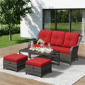 4-Piece Outdoor Couch Set, Includes Wicker Patio Sofa by Gardenbee