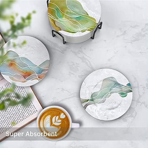 UMIRRO Absorbent Ceramic Stone Coasters Set of 6 - Image 2