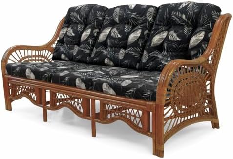 Malibu Lounge Three-Seater Sofa Natural Rattan Wicker Handmade Design, Colonial - Image 3