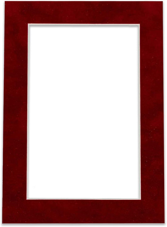 8x10 Mat Bevel Cut for 5x8 Photos - Acid Free Bright Red Suede Precut Matboard with Backing Board and Crystal Clear, Self Seal Photo Mat Bag - for Pictures, Photos, Framing - 4-ply Thickness