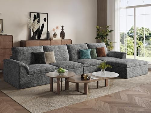 EASE MOOSE 147" L Shaped Sofa, Modular Boneless Couches by EASEMOOSE