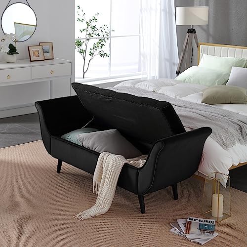 Velvet Storage Bench 65" Tufted End of Bed Ottoman - Image 3