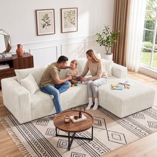 92.5" L-Shaped Boneless Modular Sectional Sofa, Cloud Couch - Image 3