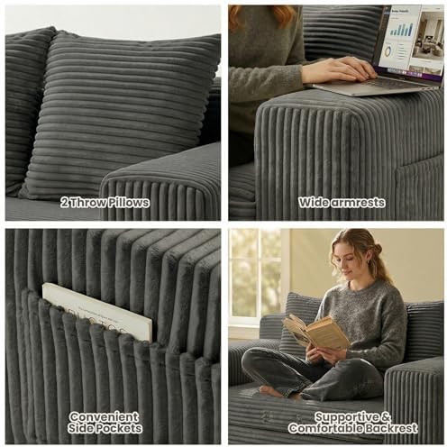 Boneless Loveseat Sofa Bed, Tri-Folding Convertible Futon Sleeper - Image 5