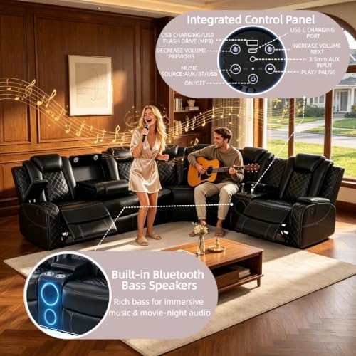 Leather Power Reclining Sectional Sofa Set - Image 4