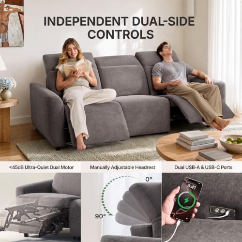 Marsail 95" Power Recliner Sofa, Zero Gravity Reclining Sofa - Image 6
