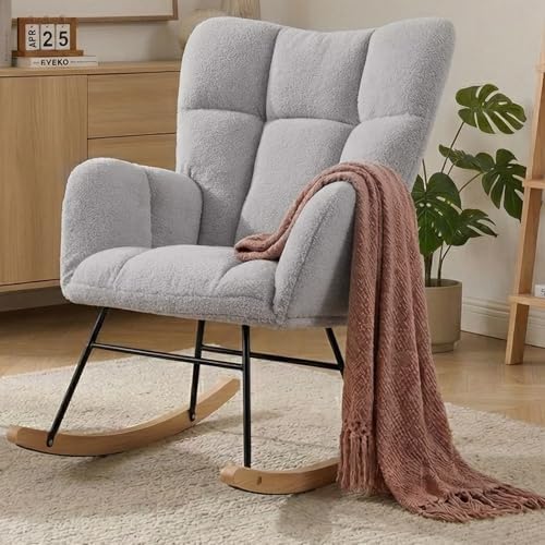 Nursery Rocking Chair, Teddy Upholstered Glider Chair by Wryxplor