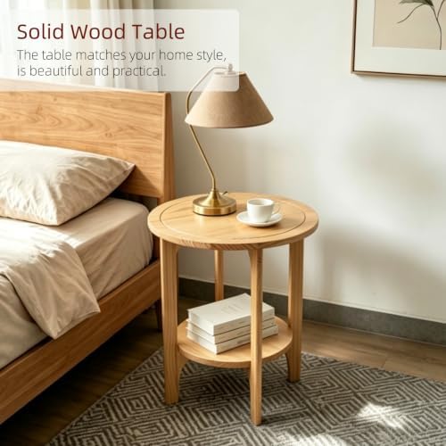 Solid Wood Round Side Table for Living Room - Image 4