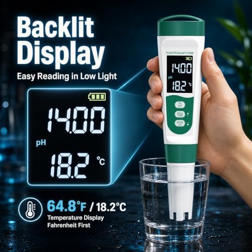 5 in 1 Water Quality Tester, Digital pH TDS EC Salinity Temperature Meter - Image 3